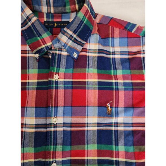 Ralph Lauren Men's Red/Multicolor Plaid Button-Up Long Sleeve Shirt Size XL/TG - Picture 6 of 16